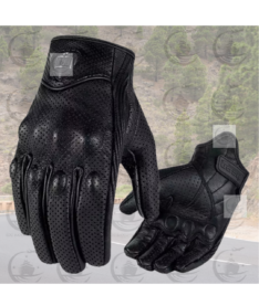 GUANTES CUERO ICON PURSUIT PERFORADO NEGRO.