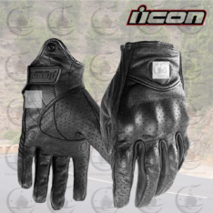 GUANTES CUERO ICON PURSUIT PERFORADO NEGRO.