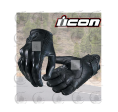 GUANTES CUERO ICON PURSUIT LISO NEGRO.